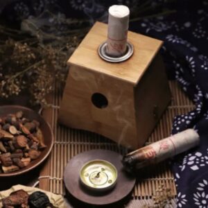 Caja de Moxibustión de Madera de Bambú con Correa Ajustable | Portamoxa Portátil para Moxibustión Sin Humo