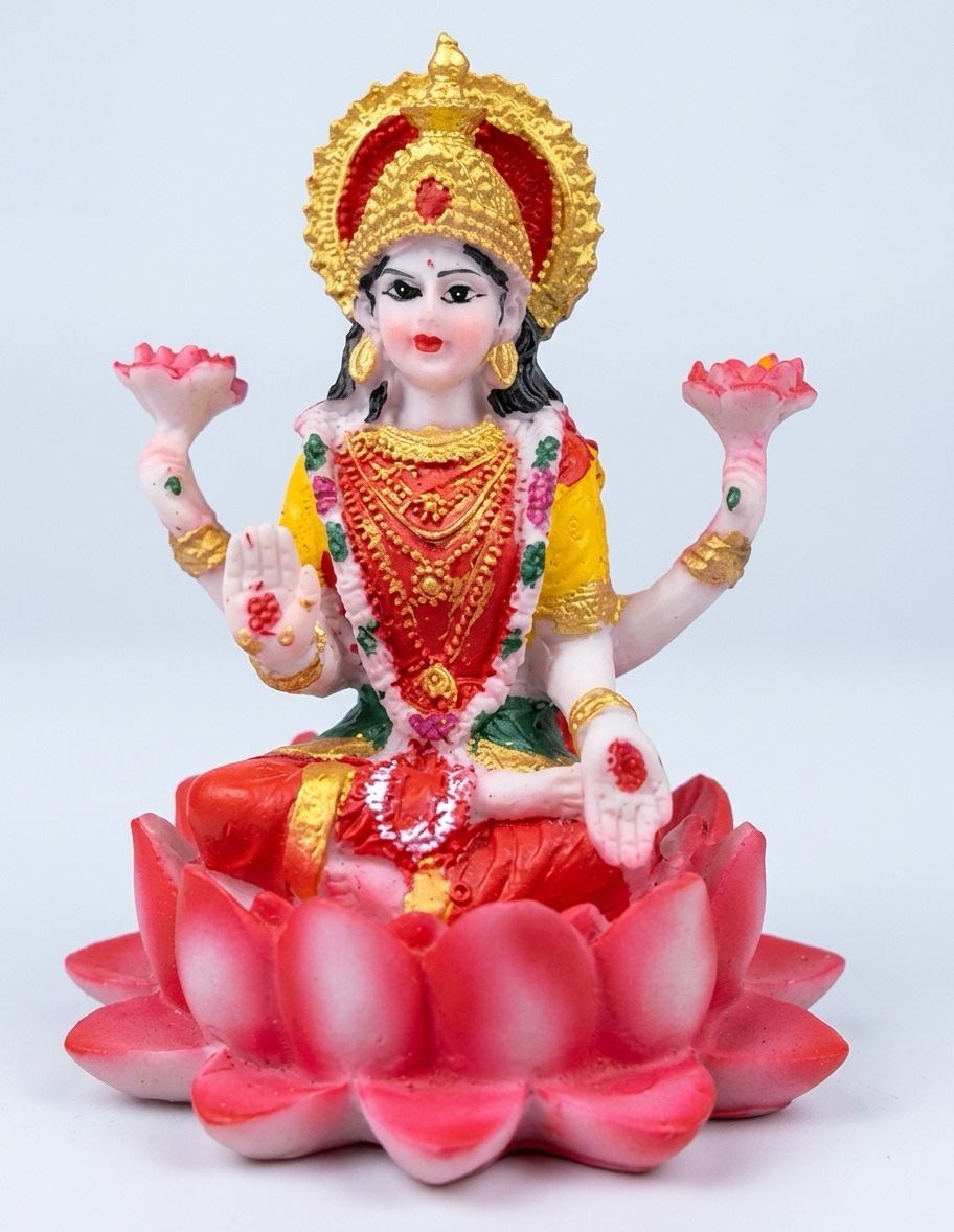 Estatuilla de la Diosa Lakshmi en Loto (8 cm)