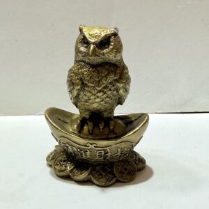 Búho de la Suerte Feng Shui Dorado | Amuleto Contra la Envidia y Prosperidad